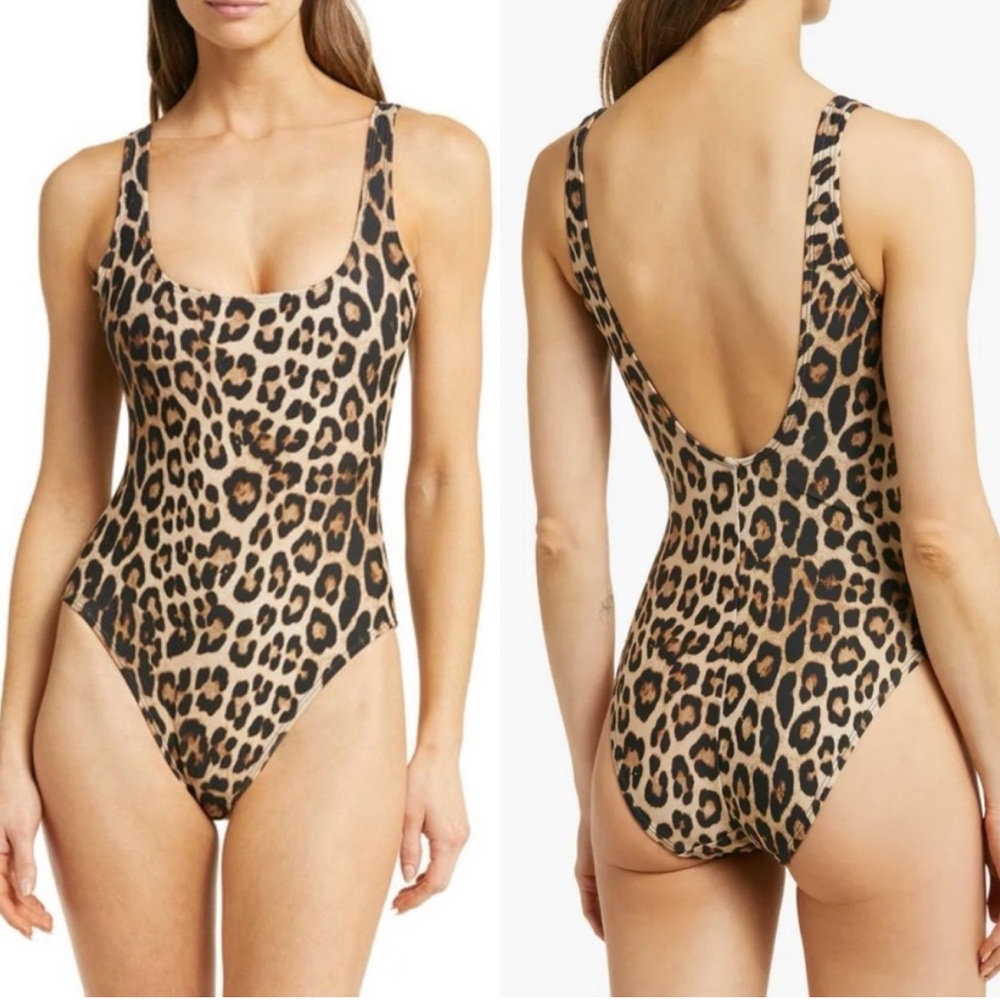 Good American Modern Tank Leopard One Piece Swimsuit size 4
